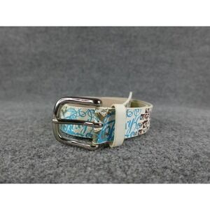 Roxy Belt White‎ Blue Pattern Print Buckle Adjustable Size OS